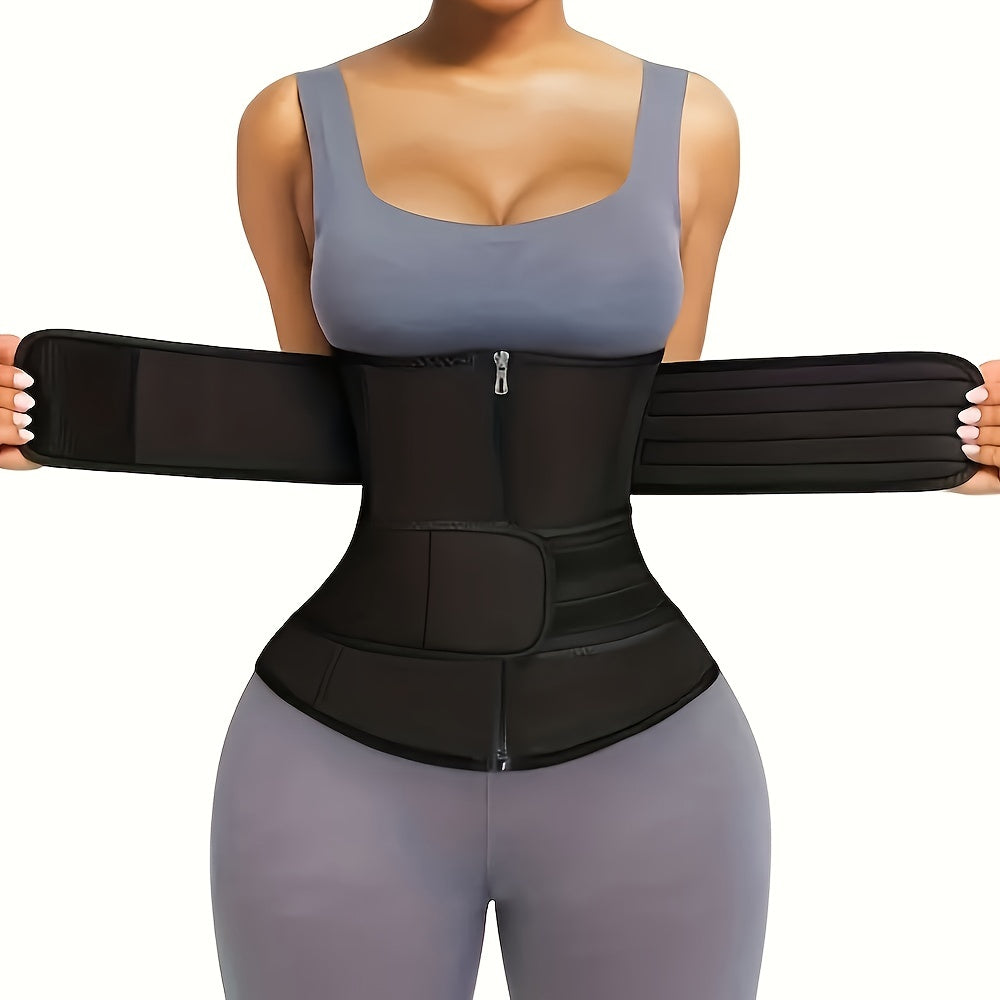 1pc Zipper Waist Trimmer With Double Belt, Waist Trainer,