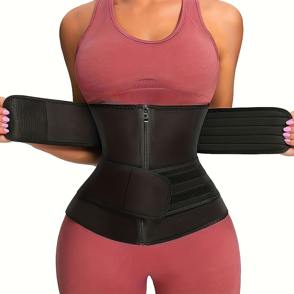 1pc Zipper Waist Trimmer With Double Belt, Waist Trainer,