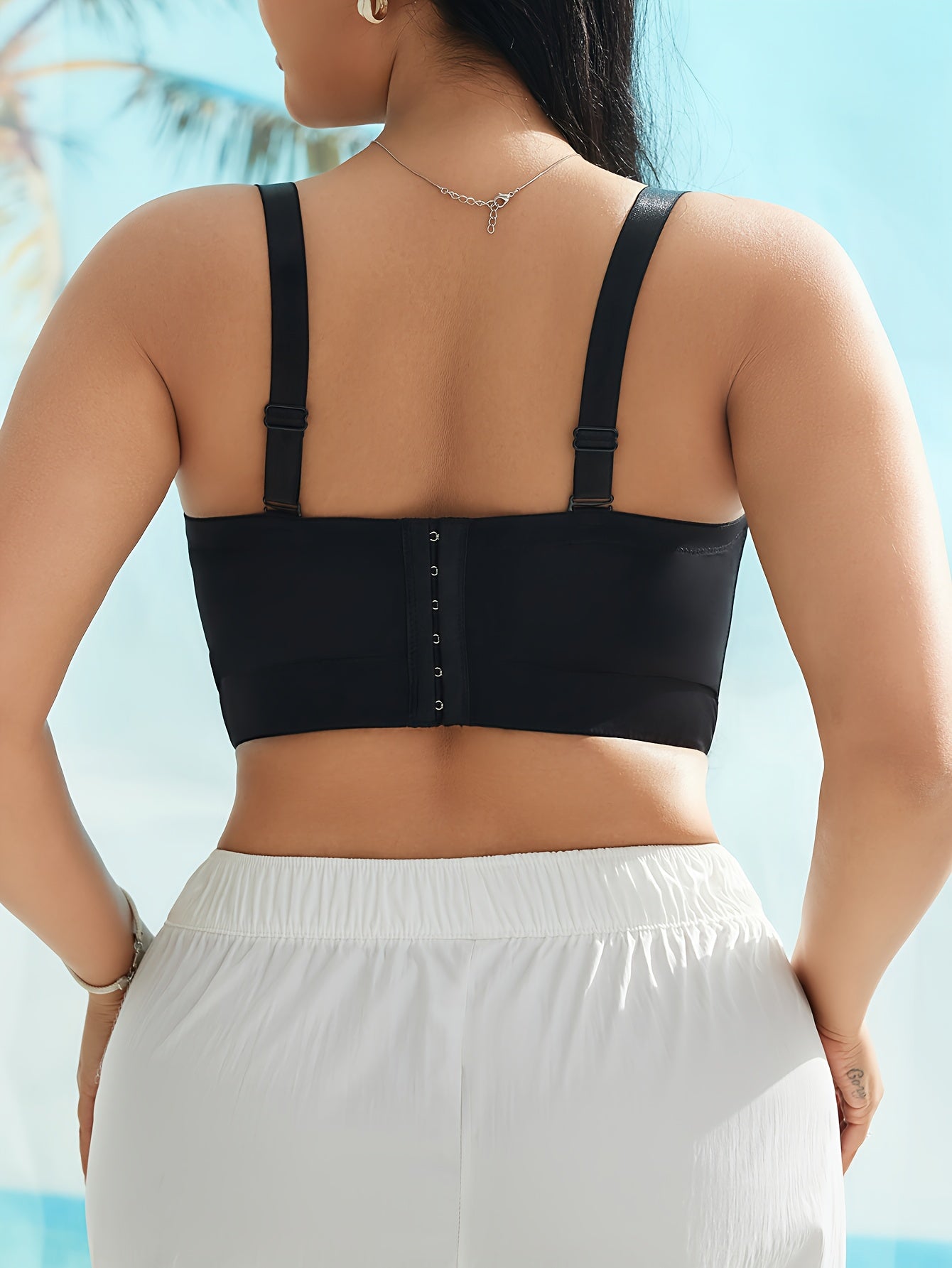 Women'S Long Strapless Semi-Cup Underwire Bra with Hidden Back