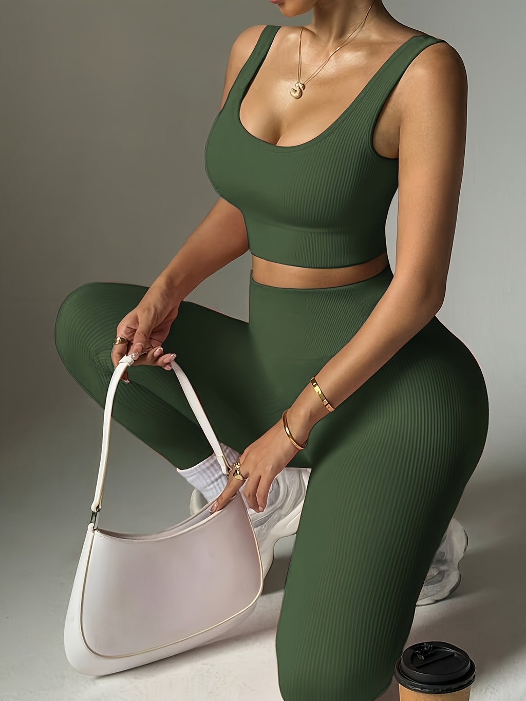 Women'S High-Waisted Seamless Leggings & Sports Bra Set