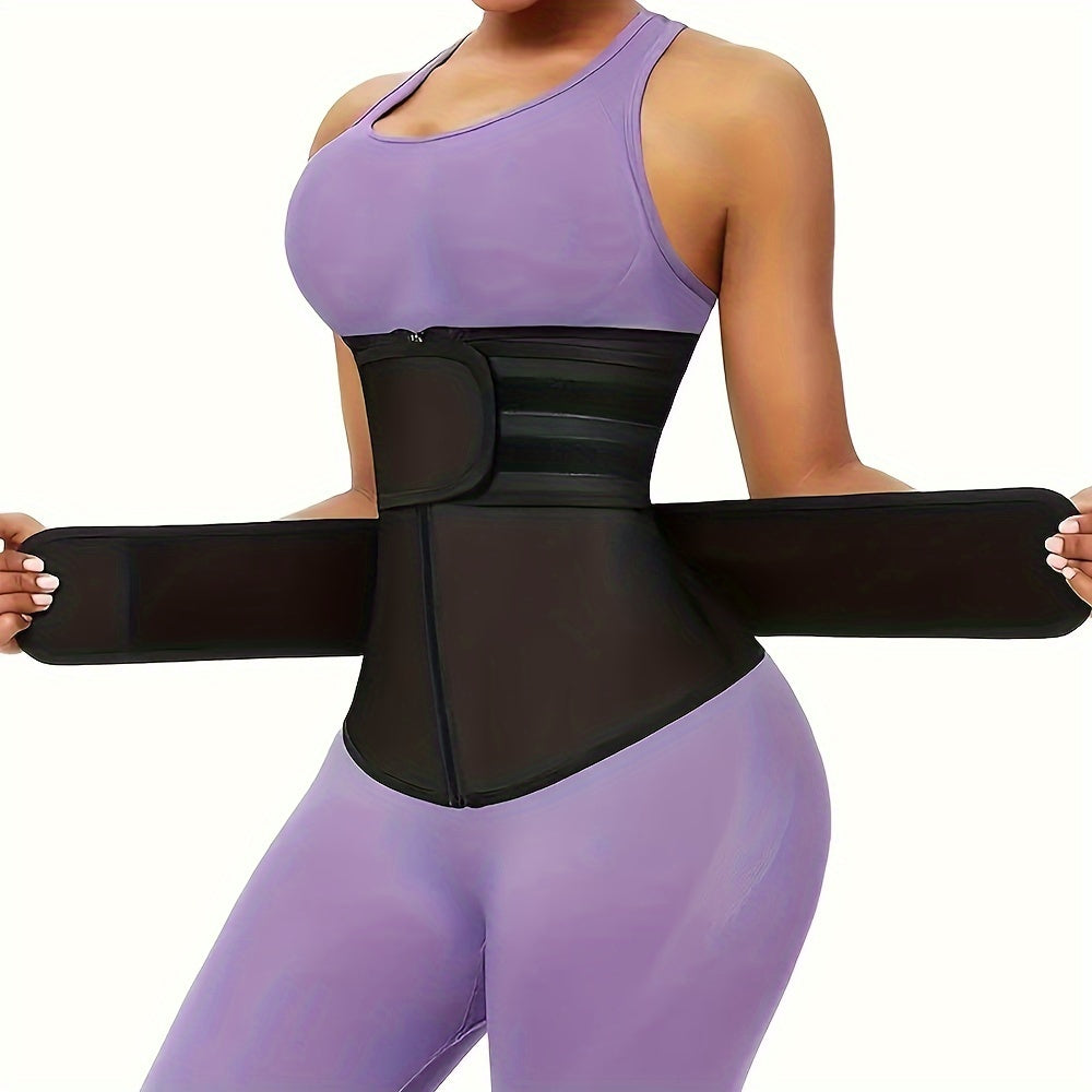1pc Zipper Waist Trimmer With Double Belt, Waist Trainer,