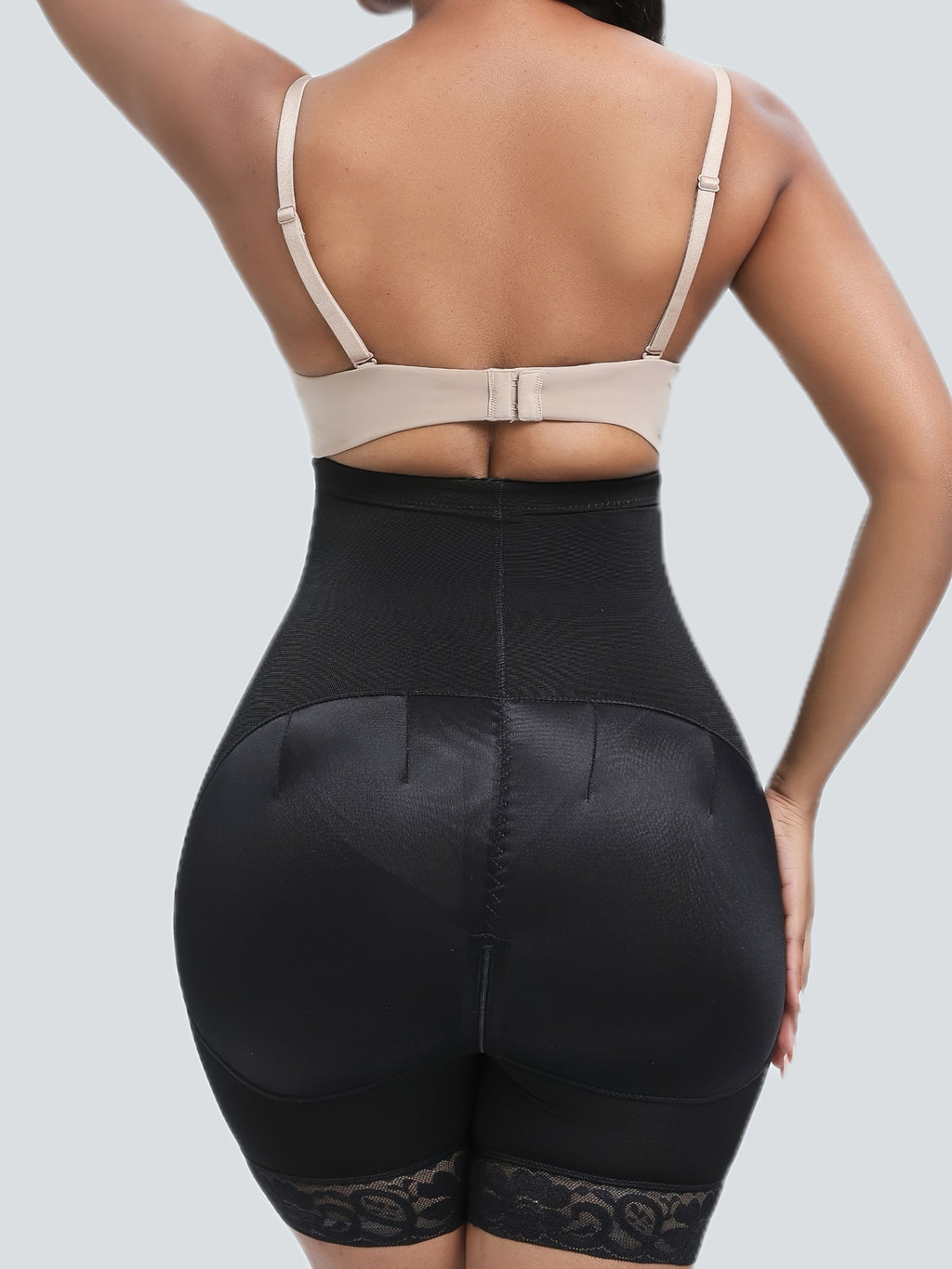 Women's High-Waisted Compression Training Shorts with Zipper & Button Closure,