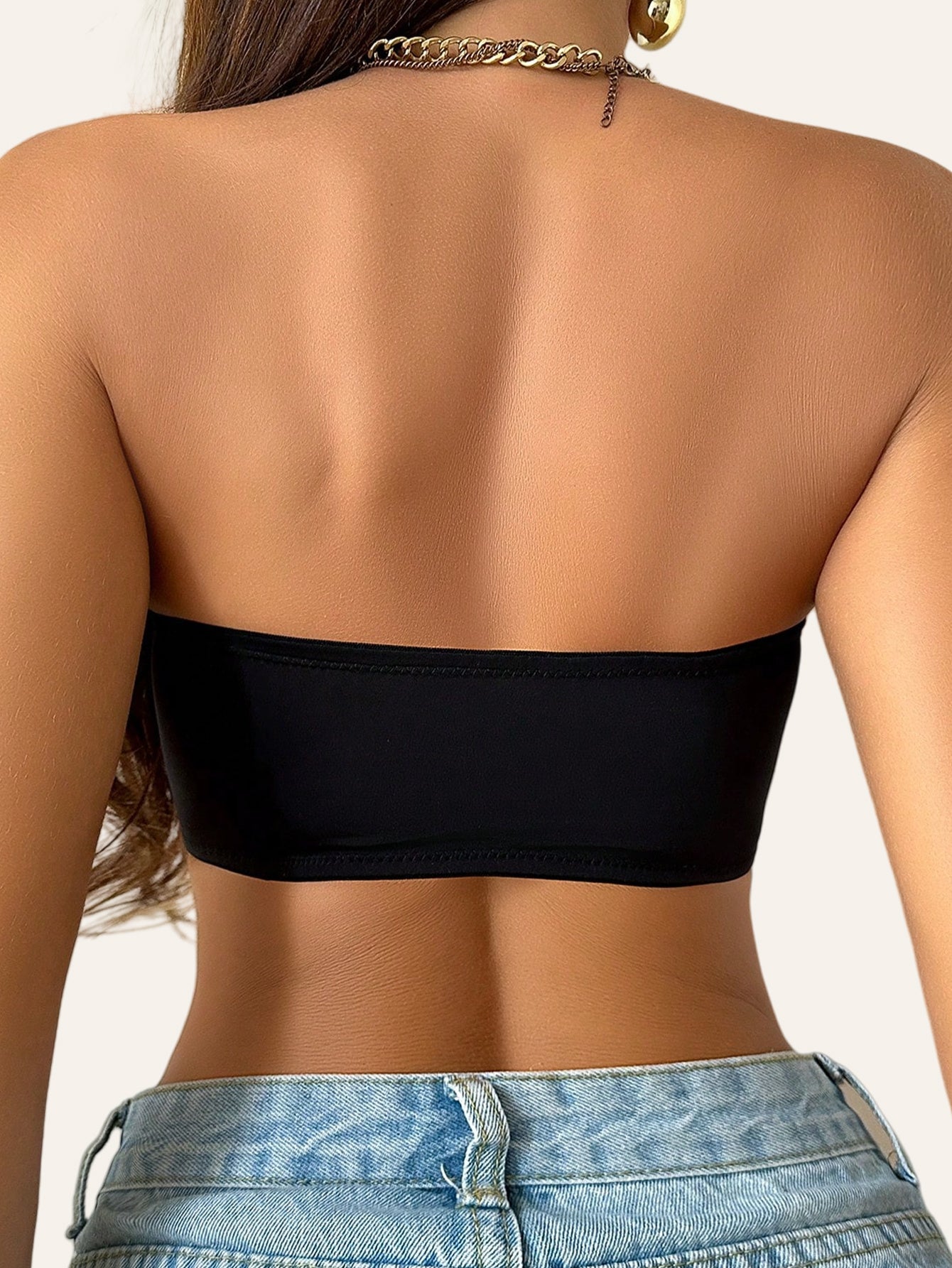 Single Pack Women's Solid Color Contrast Front Closure Bralette